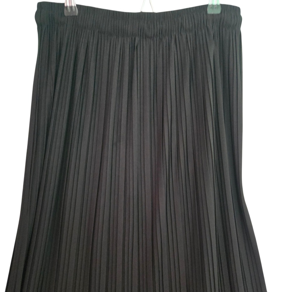 Goth Black Pleated Maxi Skirt Small Accordion Pleat Long Skirt Dressy Minimal - Picture 5 of 8